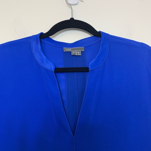 Vince Split V-Neck Cobalt Blue Shift Dress size S - Picture 4 of 8